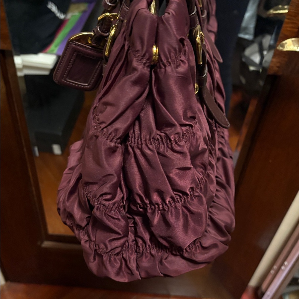 Prada Maroon Gathered Satchel - Picture 8 of 13